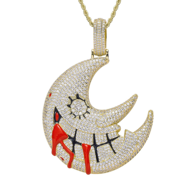 Iced Up London Pendant 14K Yellow Gold Plated Iced Out Pendant <br> Trippie Redd Moon <br> (14K Gold