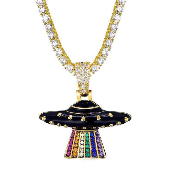 Iced Up London Pendant Iced Out Pendant <br> UFO <br> (18K Gold)