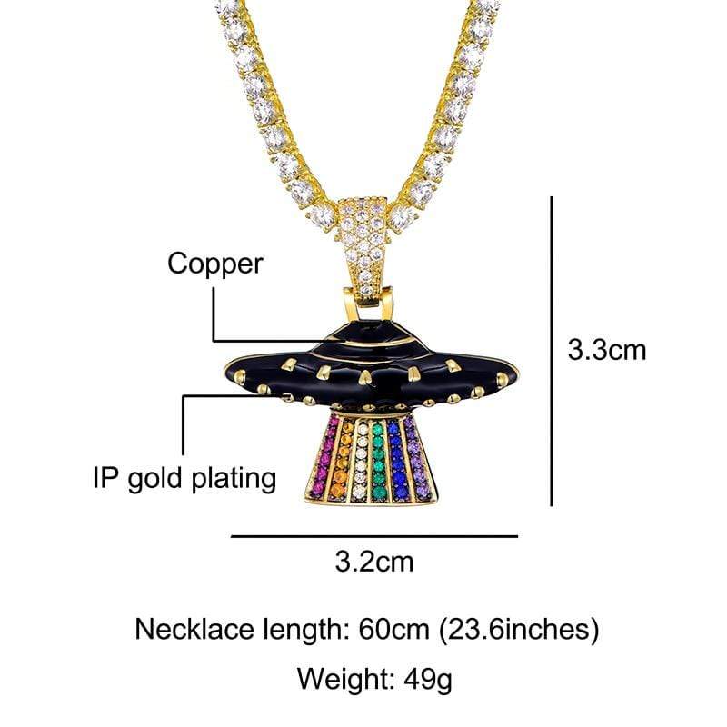 Iced Up London Pendant Iced Out Pendant <br> UFO <br> (18K Gold)