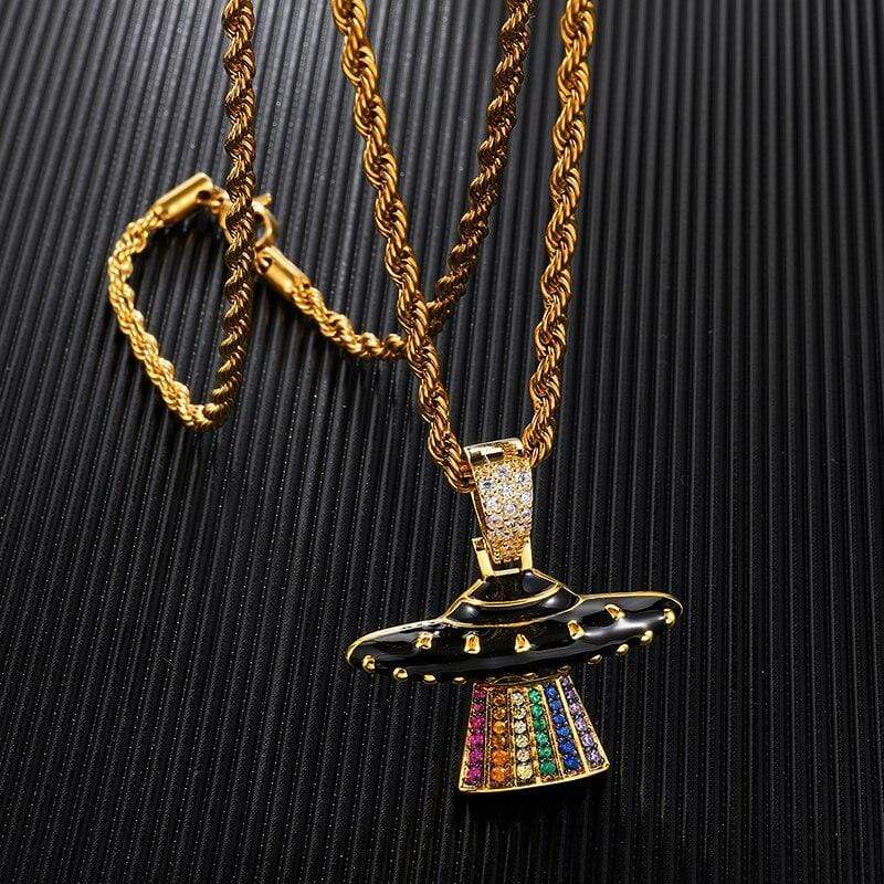 Iced Up London Pendant Iced Out Pendant <br> UFO <br> (18K Gold)