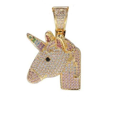 Iced Up London Pendant 14k Gold Plated / 24inch cuban chain Iced Out Pendant <br> Unicorn <br> (14K Gold)