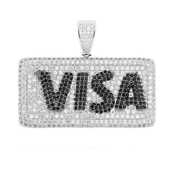 Iced Up London Pendant White Gold Plated / Rope chain / 20inch Iced Out Pendant <br> Visa <br> (White Gold)