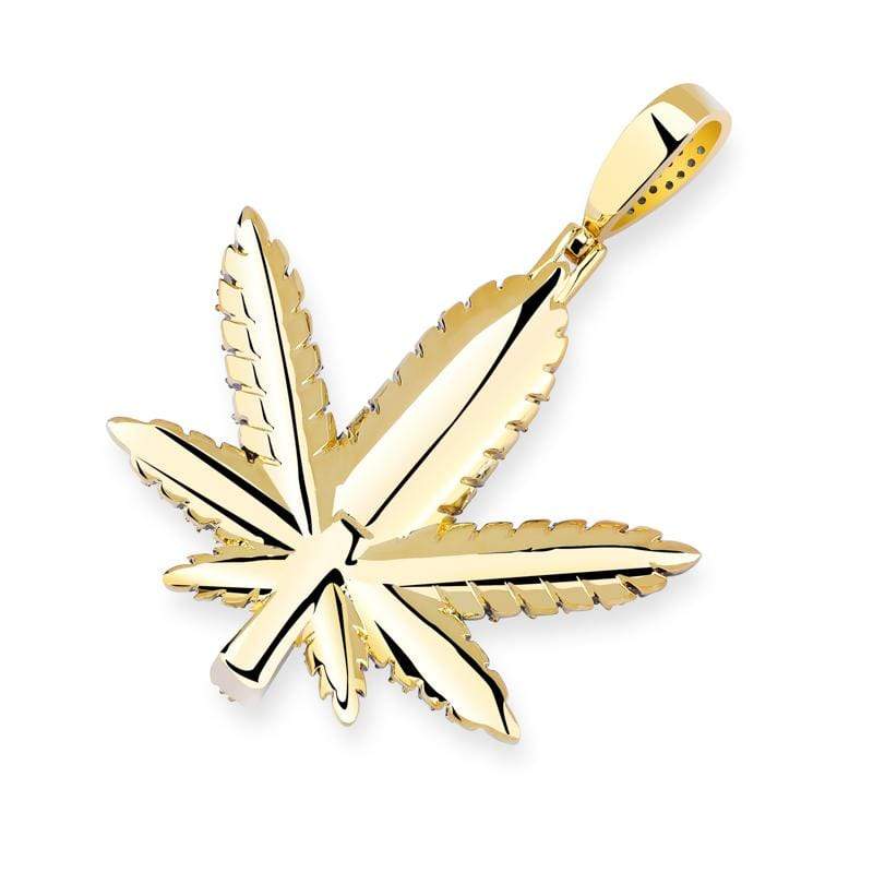 Iced Up London Pendant Iced Out Pendant <br> Weed Leaf <br> (Full 14K Gold)