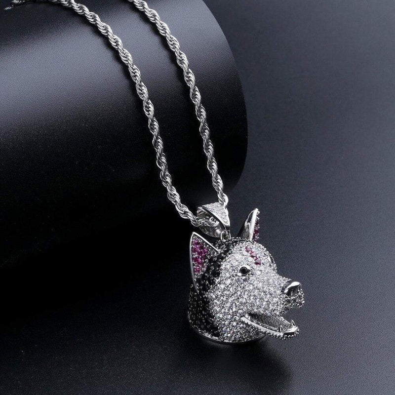 Iced Up London Pendant Iced Out Pendant <br> Wolf Head <br> (White Gold)