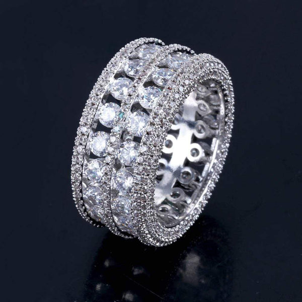 Iced Up London Ring Iced Out Ring <br> 2 Row Bling <br> (White Gold)