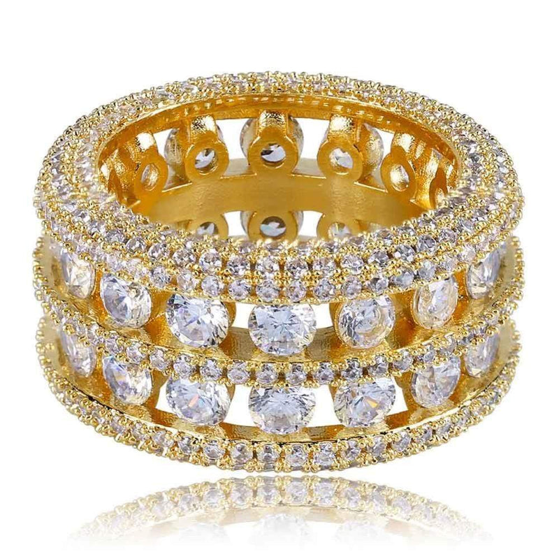 Iced Up London Ring Iced Out Ring <br> 2 Row Eternity Bling <br> (14K Gold)