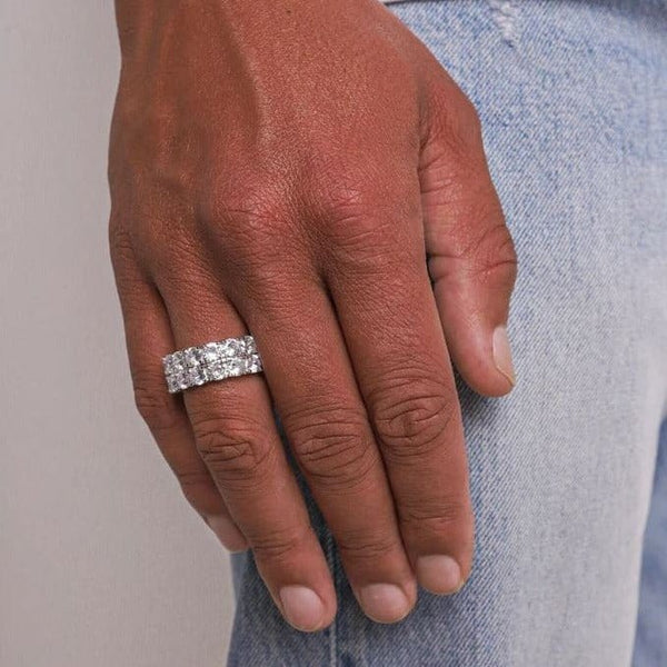 Iced Up London Ring Iced Out Ring <br> 2 Row Tennis <br> (White Gold)