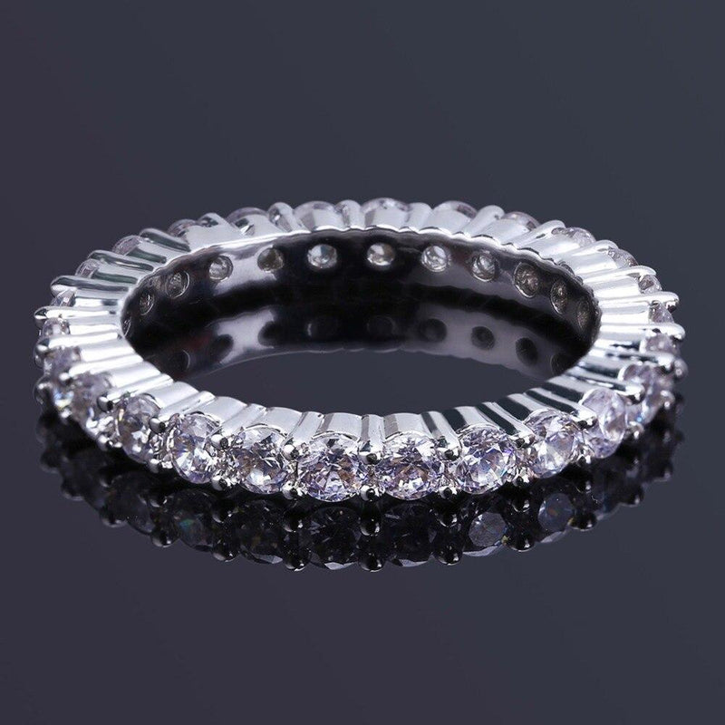 Iced Up London Ring Iced Out Ring <br> 2mm Single Row <br> (White Gold)
