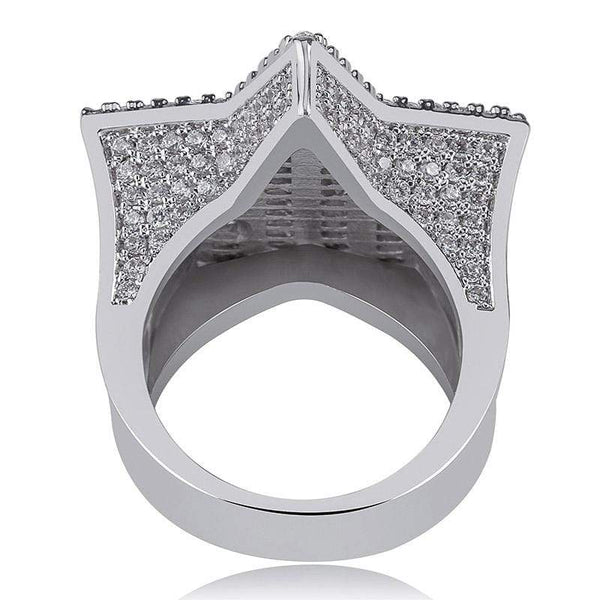 Iced Up London Ring Iced Out Ring <br> Baguette Star <br> (White Gold)