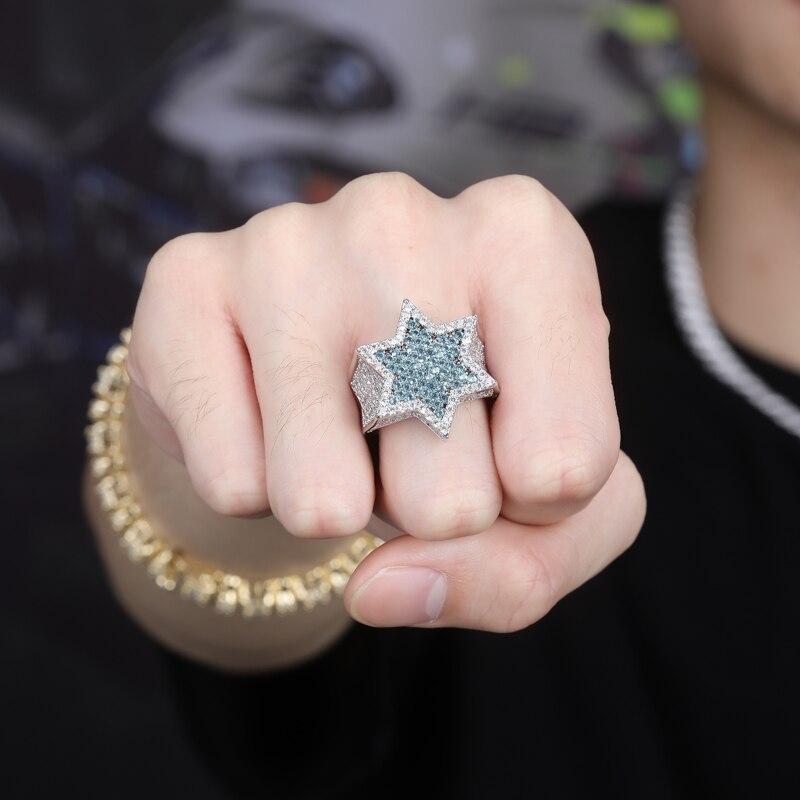 Iced Up London Ring Iced Out Ring <br> Blue Star <br> (White Gold)