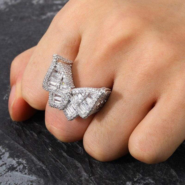 Iced Up London Ring Iced Out Ring <br> Butterfly <br> (White Gold)