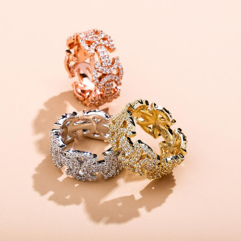 Iced Up London Ring Iced Out Ring <br> Butterfly Link <br> (Rose Gold)