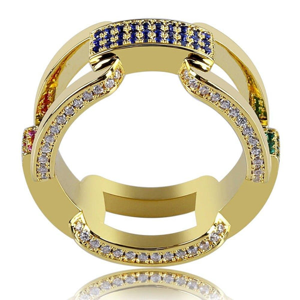 Iced Up London Ring Iced Out Ring <br> Diamond Link <br> (14K Gold)