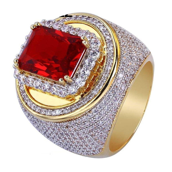 Iced Up London 7 Iced Out Ring <br> Diamond Ruby <br> (14K Gold)