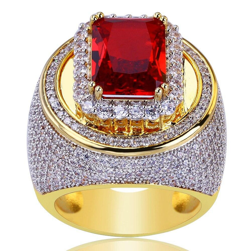 Iced Up London Iced Out Ring <br> Diamond Ruby <br> (14K Gold)