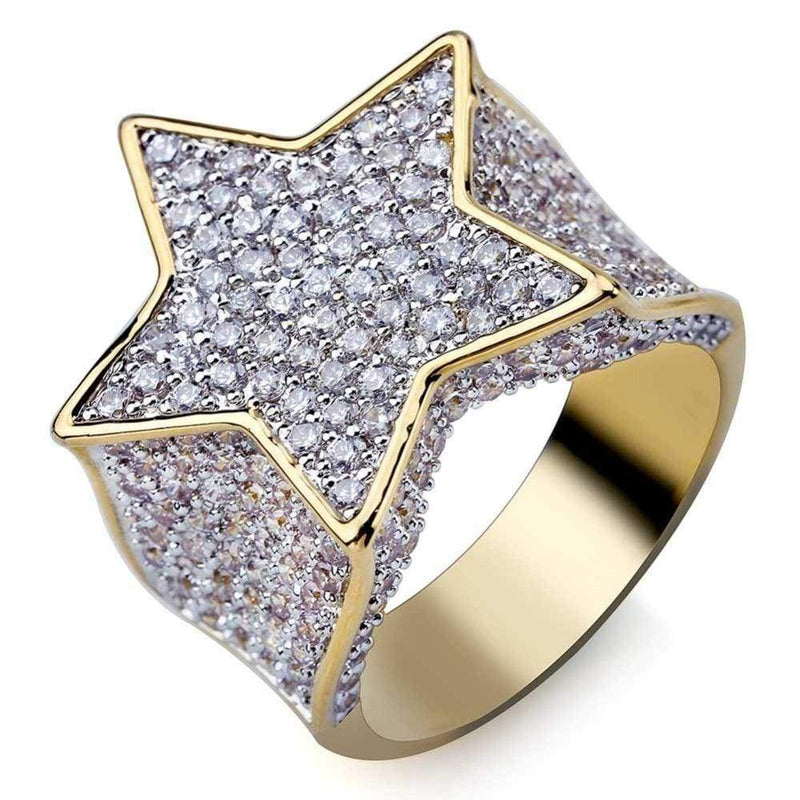 Iced Up London Ring 7 Iced Out Ring <br> Diamond Star <br> (14K Gold)