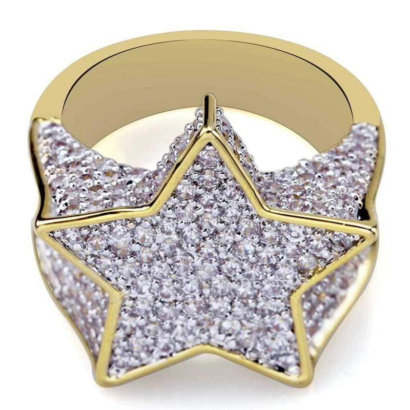 Iced Up London Ring Iced Out Ring <br> Diamond Star <br> (14K Gold)