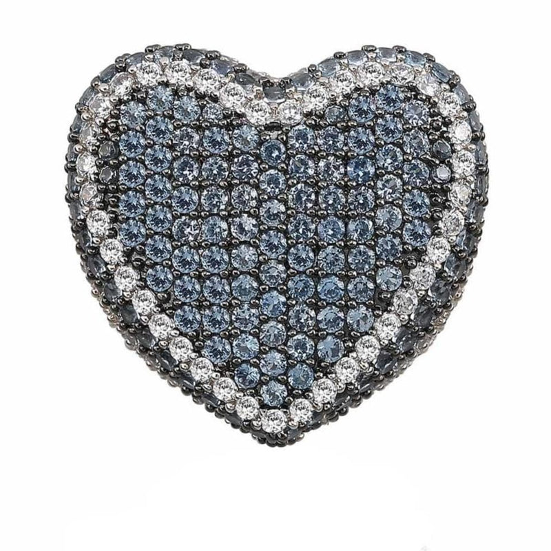 Iced Up London Ring 7 / Blue Stone Iced Out Ring <br> Heart <br> (Blue White Gold Plated)