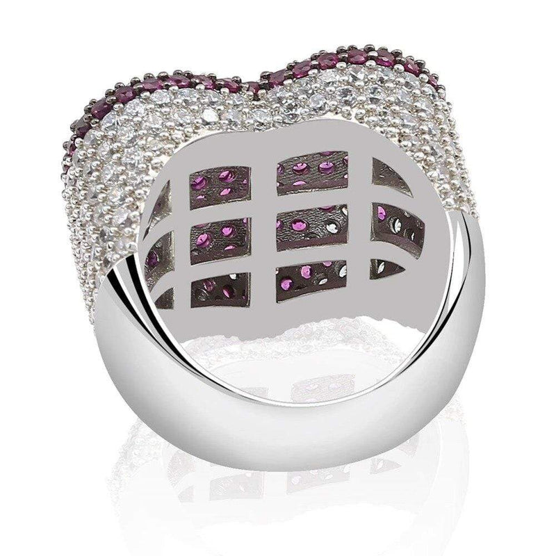 Iced Up London Ring Iced Out Ring <br> Heart <br> (Red White Gold Plated)