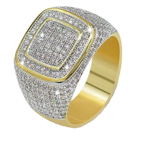 Iced Up London 100007323 7 / 14K Gold plated Iced Out Ring <br> Icey Square <br> (14K Gold)