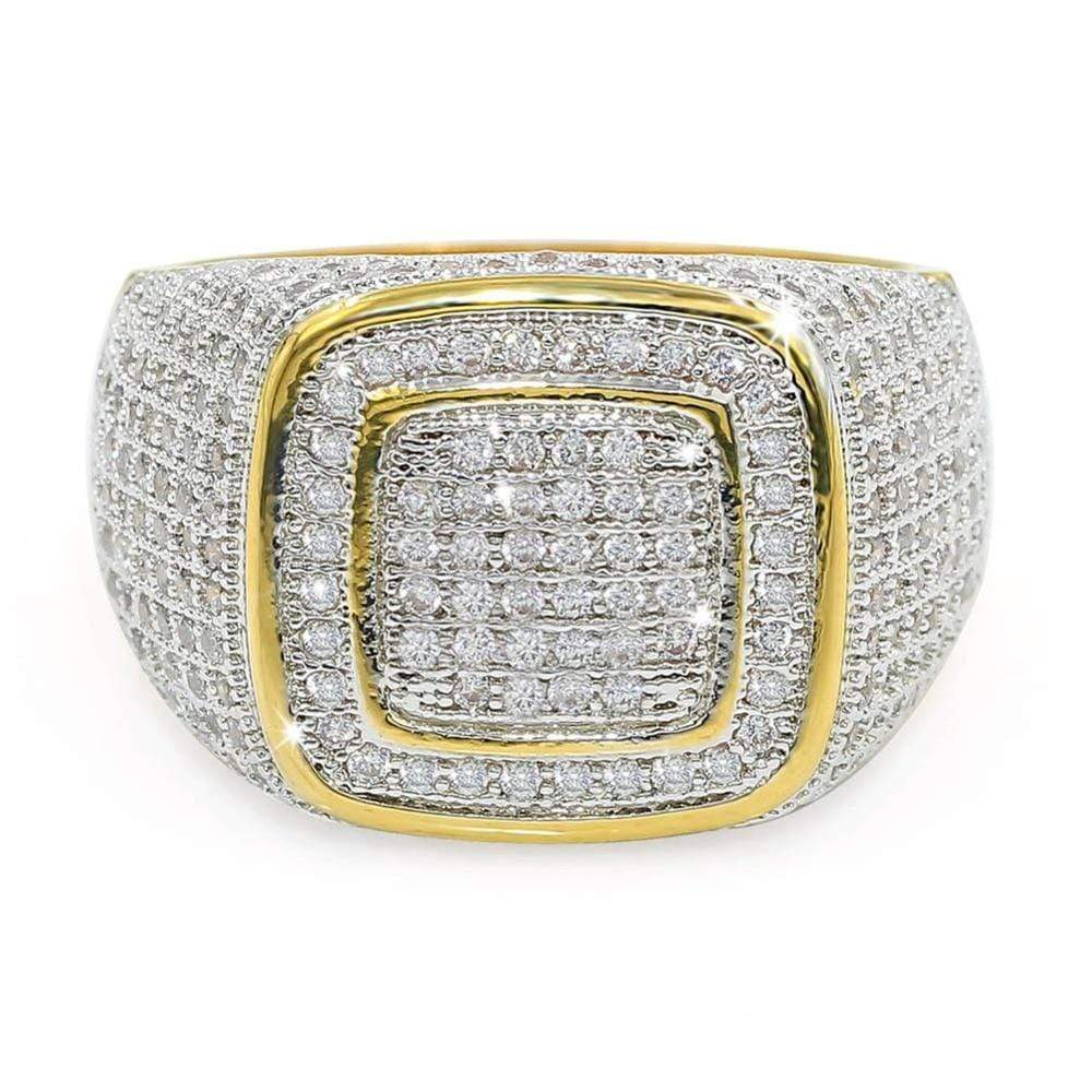 Iced Out Icey Square Ring (14K Gold) | Iced Up London