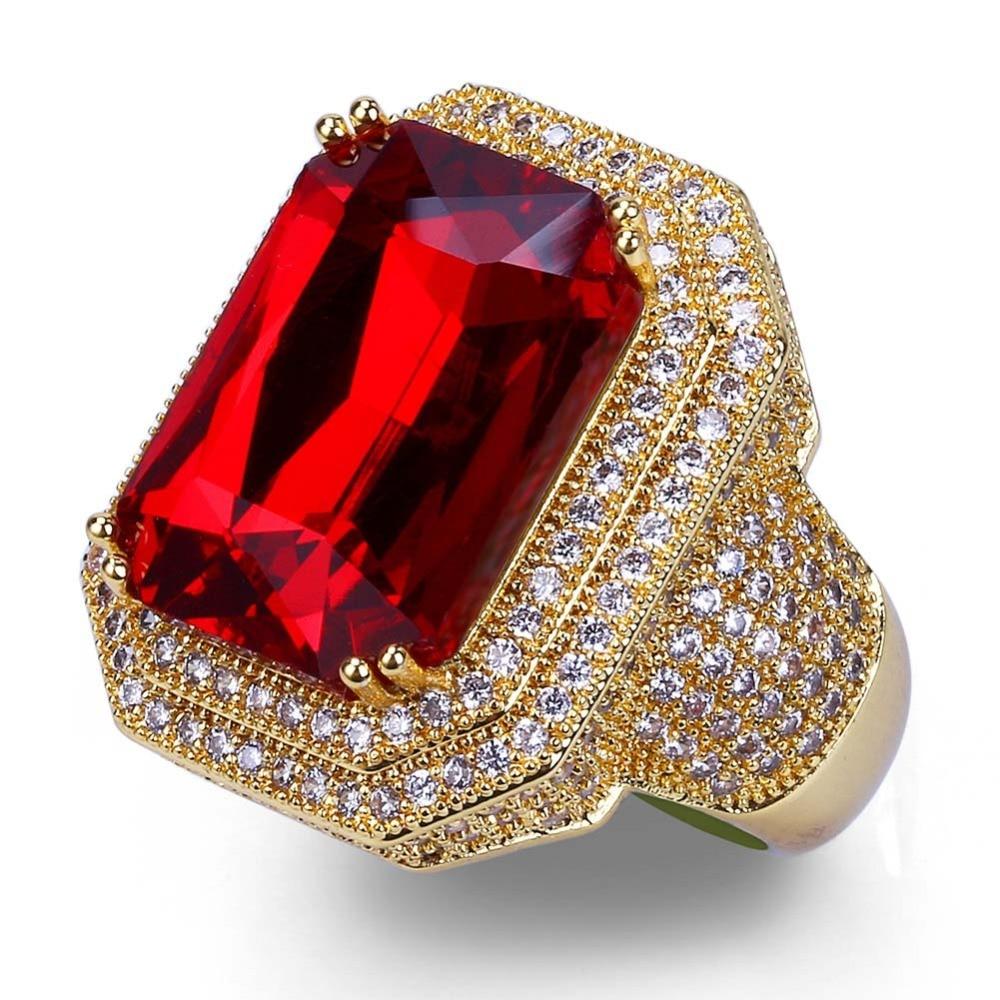 Iced Out Red Ruby Ring (14K Gold) | Iced Up London