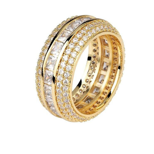 Iced Up London Ring 7 / 14K Gold Plated Iced Out Ring <br> Single Layer Baguette <br> (14K Gold)