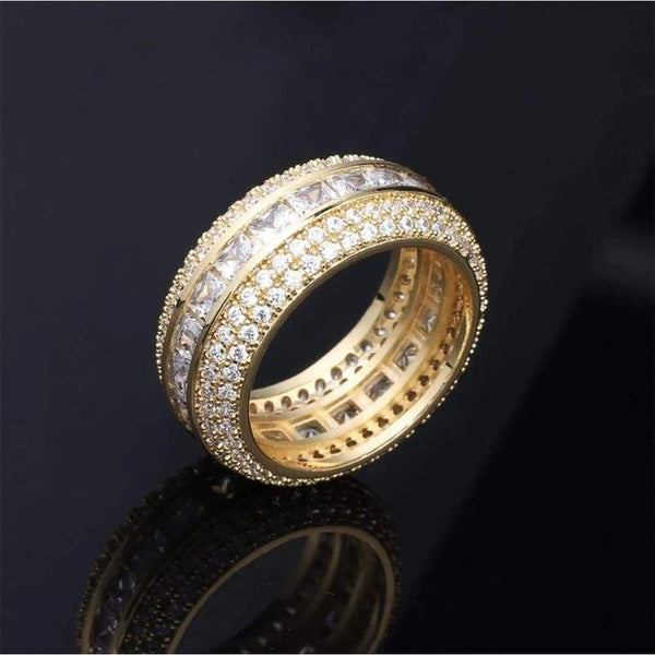 Iced Up London Ring Iced Out Ring <br> Single Layer Baguette <br> (14K Gold)