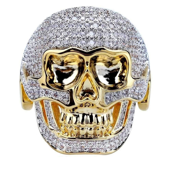 Iced Up London Ring 7 Iced Out Ring <br> Skull <br> (14K Gold)
