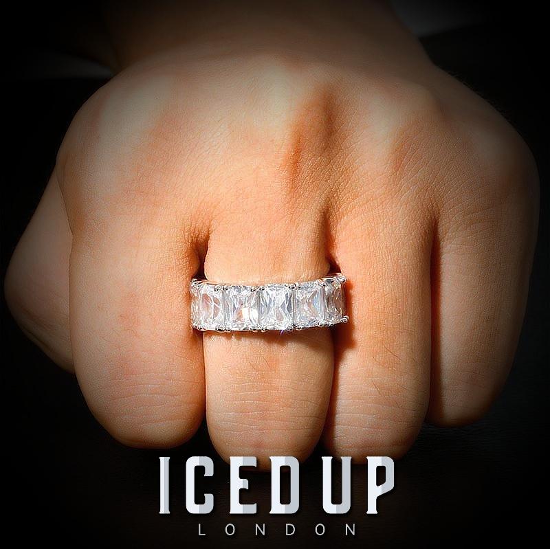 Iced Up London Ring Iced Out Rings <br> 1 Row Tennis <br> (White Gold)
