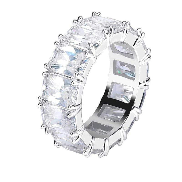 Iced Up London Ring 7 / White Gold Plated Iced Out Rings <br> 1 Row Tennis <br> (White Gold)