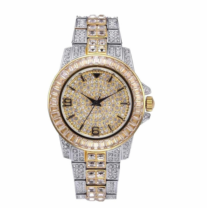 Iced Up London Watch 18K Gold Plated Iced Out Watch <br> Baguette Shine <br> (18K Gold)