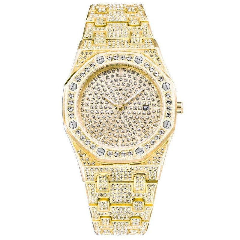 Iced Up London Watch Yellow Gold Plated Iced Out Watch <br> Luxury AP <br> (18K Gold)