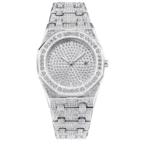 Iced Up London Watch White Gold Plated Iced Out Watch <br> Luxury AP <br> (White Gold)