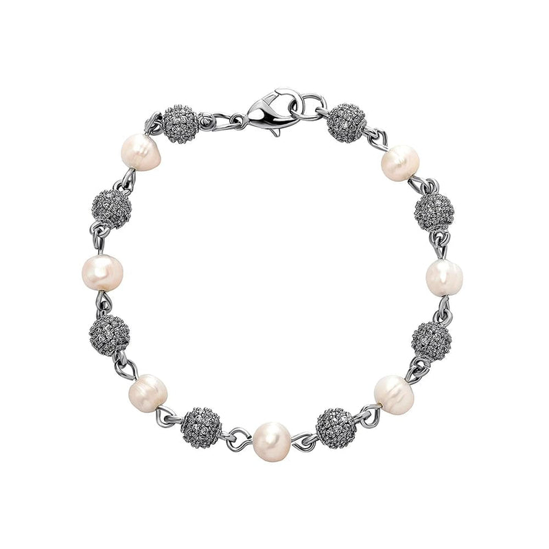 Iced Up London 7inch | 6MM Iced Pearls Bracelet - White Gold