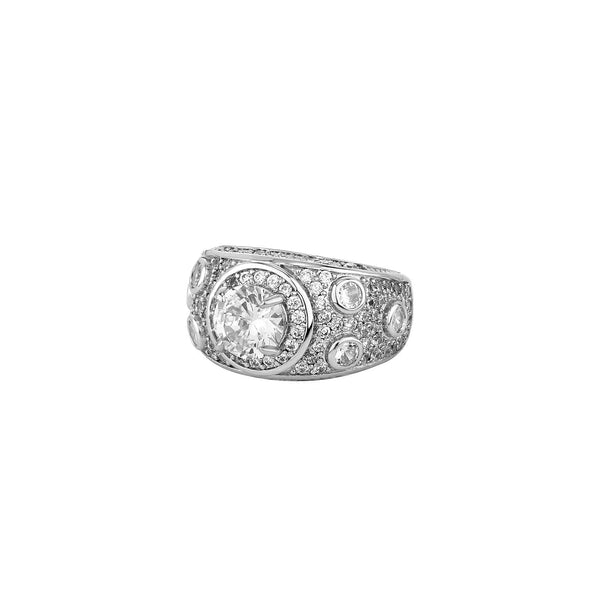 Iced Up London Micro Paved CZ Stones Round Ring (White Gold)