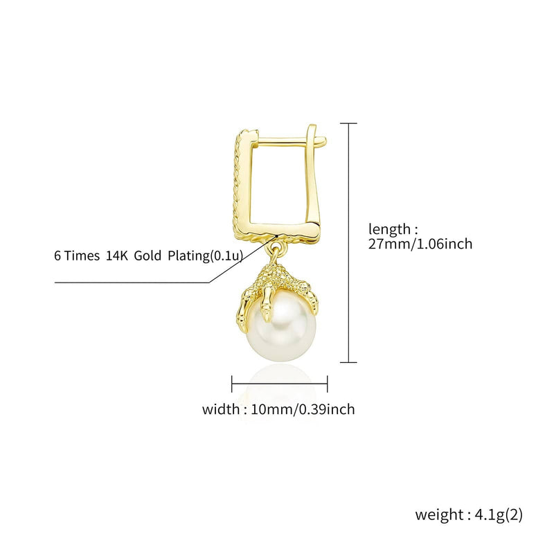 Iced Up London Pearl Earrings <br> Dragon Claw <br>  (14K Gold)