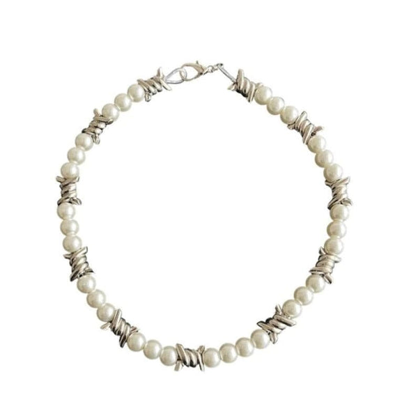 Iced Up London Pearl Necklace <br> Barbed Wire