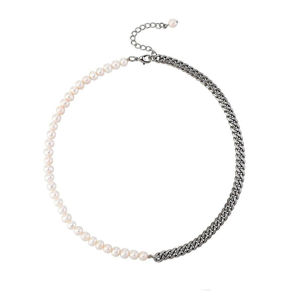 Iced Up London 18inch Pearl Necklace <br> Cuban Link <br> (Silver)