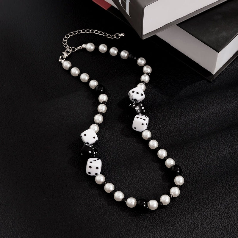 Iced Up London Pearl Necklace <br> Dice Beads