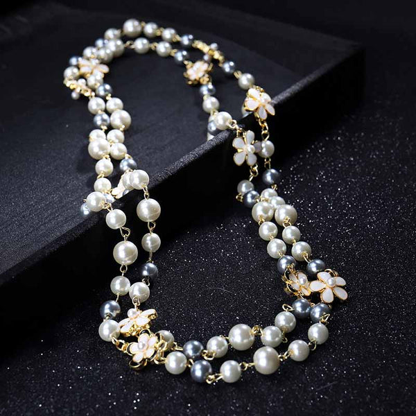 Iced Up London Gray Pearl Pearl Necklace <br> Double Strand <br> (Juice WRLD)