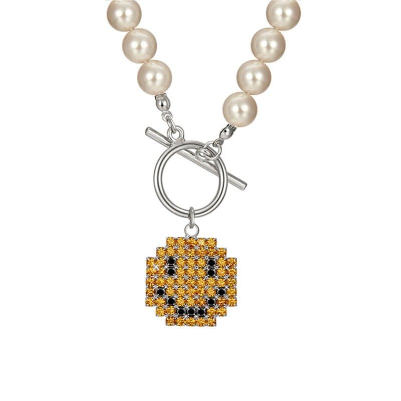 Iced Up London Pearl Necklace <br> Smile Emoji