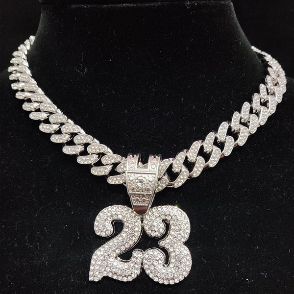 Iced Up London Silver Cuban Chain / 16inch Rapper Chain <br> Central Cee "23" Pendant