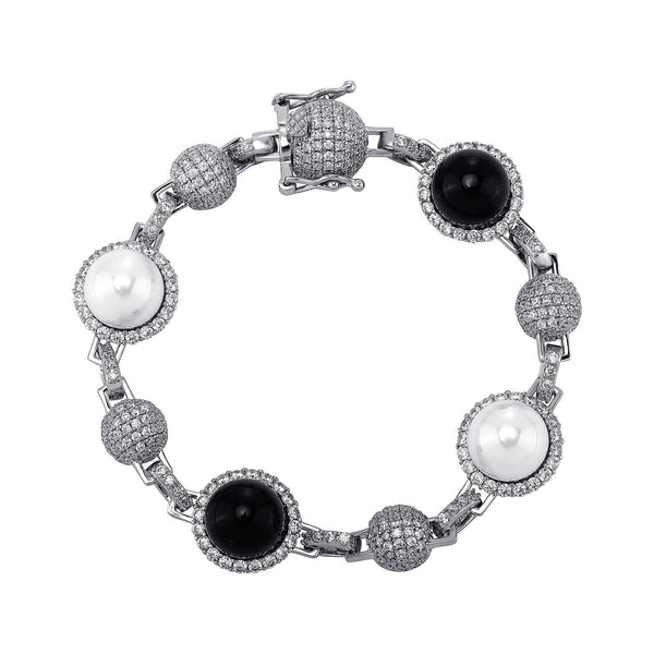 Iced Up London 0 White Black / China / 7inch TOPGRILLZ 14mm Mirco Pave Bling Bling Cz Stone Bracelet Round Pearl Bracelet Charm Jewelry Accessories For Gift