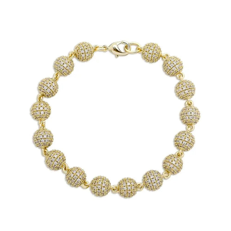 Iced Up London TOPGRILLZ 6mm8mm Big Round Ball Bracelet with Pearl Hip Hop Bracelet Iced Out CZ Gold Color Bracelet Punk Bling Jewelry For Gift