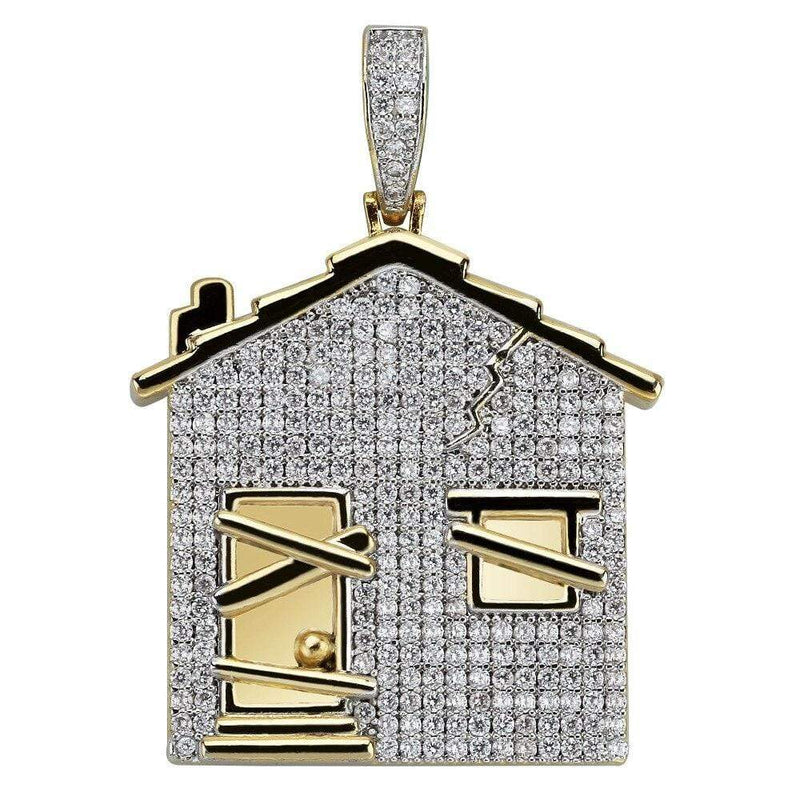 Iced Up London Pendant Rope Chain / 18 inch Trap House Pendant <br> (18K Gold)